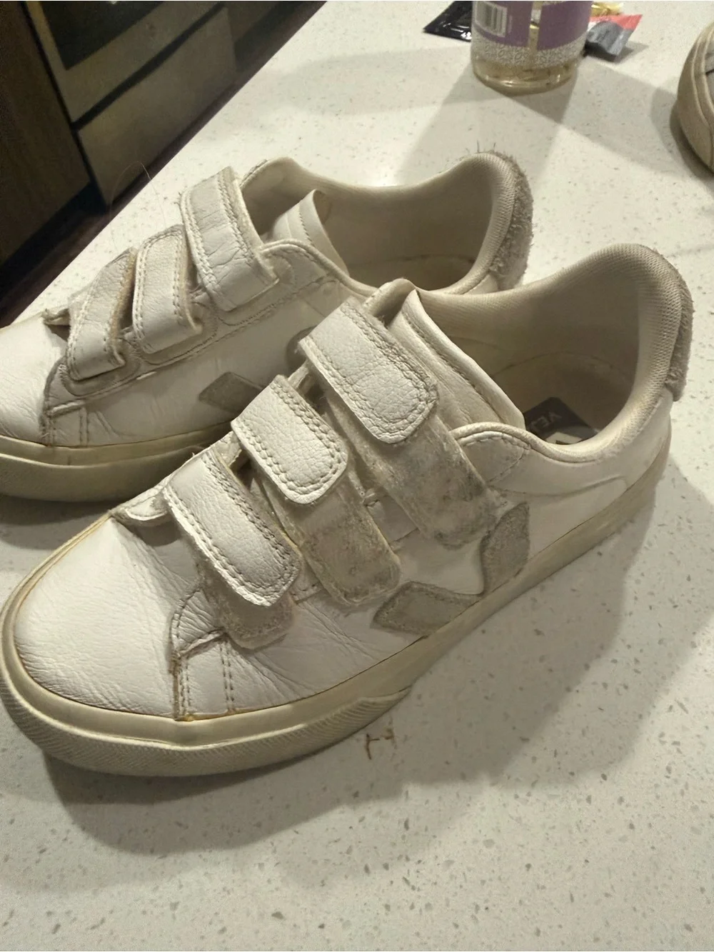 Veja White Velcro Sneakers